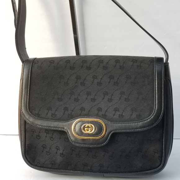 Auth Vintage GUCCI Horsebit embossed Canvas and Leather Shoulder handbag - Picture 4 of 16